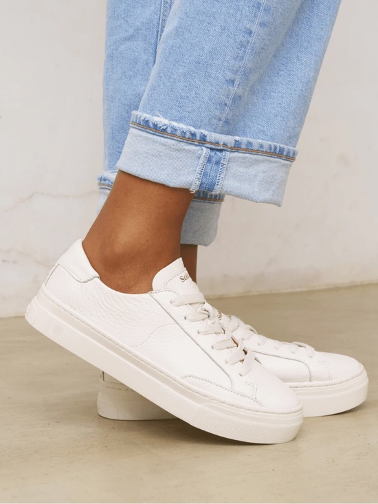 Soludos Shoes - Soludos Ibiza Platform Shoes White Leather Sneakers - Women's Size 7.5